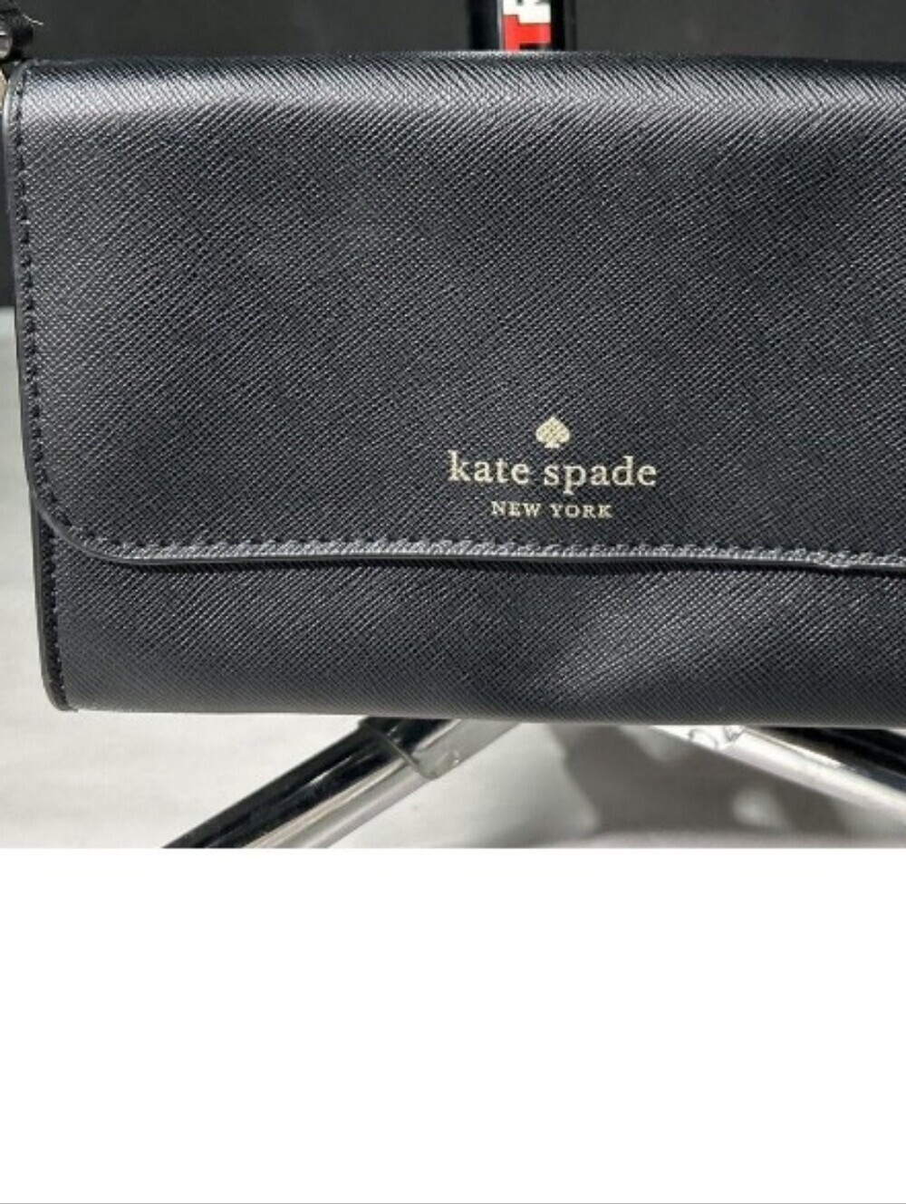 > kate spade Black Saffiano Leather Continental Sholder Bag with Gold Logo - Picture 3 of 11